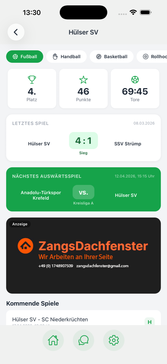 Hülser SV Live-Spielstände